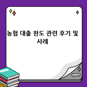 농협 대출 한도 관련 후기 및 사례