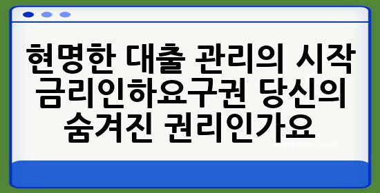 💡 현명한 대출 관리의 시작: 금리인하요구권, 당신의 숨겨진 권리인가요? 📉